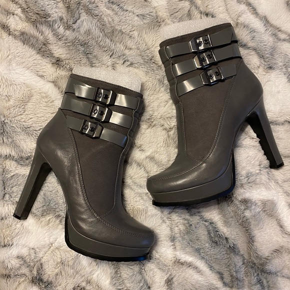 Gianni Bini Shoes | Gianni Bini Xena Platform Buckle Bootie | Color: Gray | Size: 9 | Kimberlyjord934's Closet
